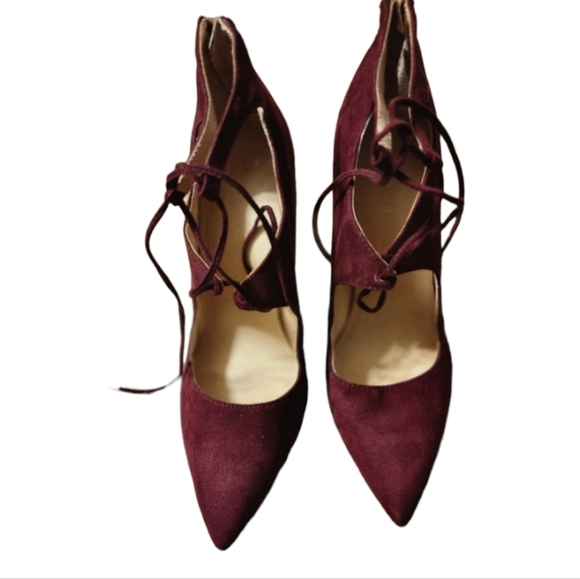 Marc Fisher Shoes - Marc Fisher Burgundy Heels Tie Up Zip Back Size 10